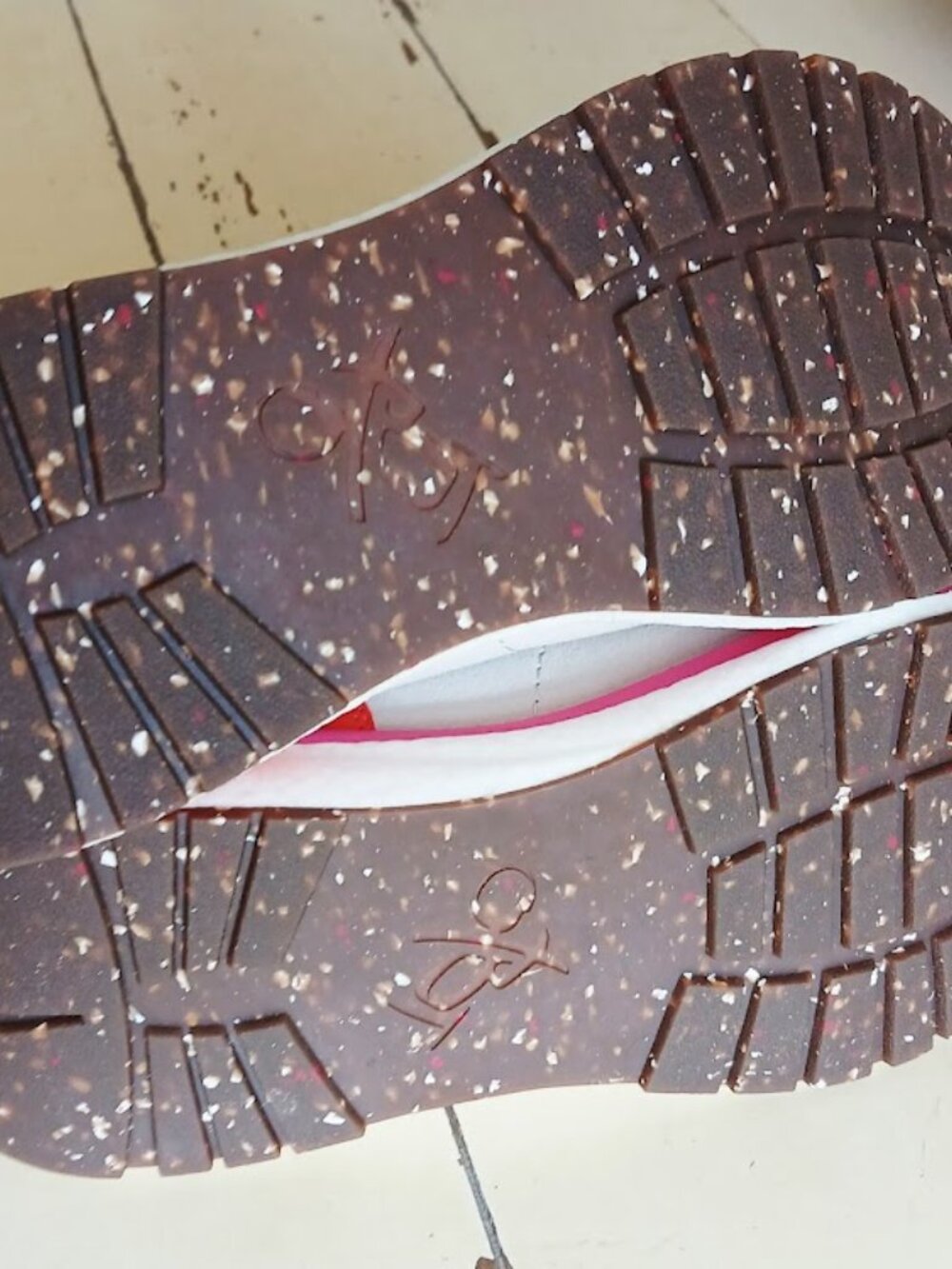 OTBT Women's Travel Lite "Free" Beige Sneaker with Pink and Orange Accents - Picture 6 of 8